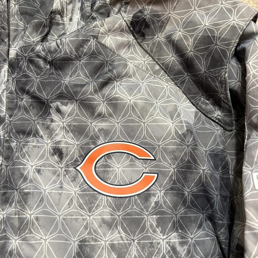 Chicago Bears Jacket Mens Medium‎ Gray NFL Reebok On-Field Hooded Fleece Lined